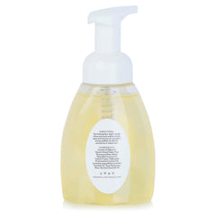 Foaming face wash bottle, clear liquid, white pump, with text frommollywithlove