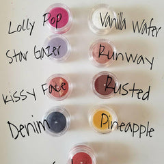 Close-up of ivory light lemon cream shimmer eyeshadow in a 5ml sifter jar, showcasing fine mineral mica texture