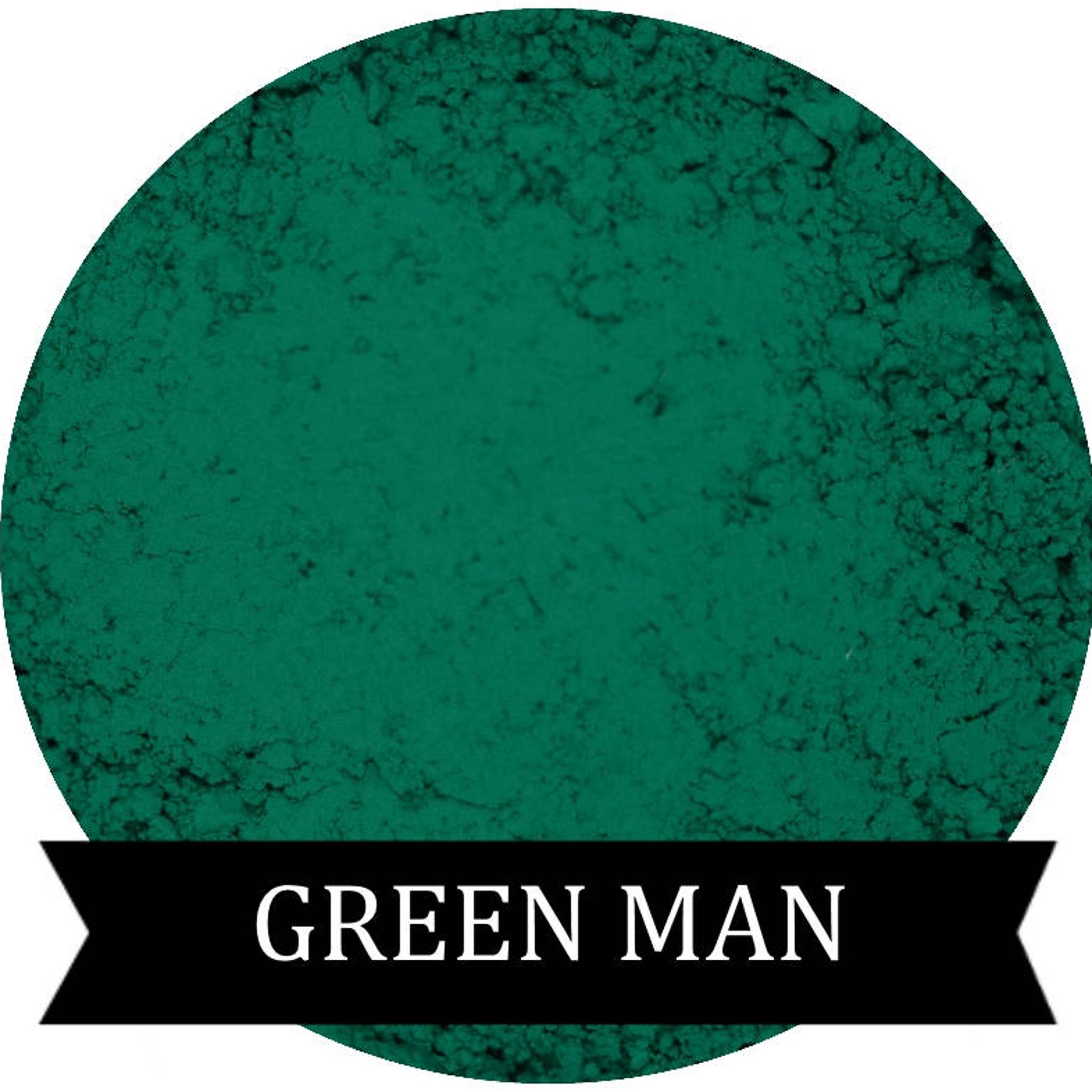 Eyeshadow teal green matte powder with GREEN MAN brand label