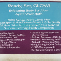 Close-up of textured agave cactus fiber scrubber with natural beige fibers and woven exfoliating surface