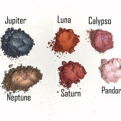 Eyeshadow samples, Jupiter, dark gray shimmer, loose powder, TOTAL ECLIPSE brand