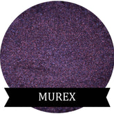 Purple eyeshadow, shimmering texture, dark purple with MUREX brand name on banner