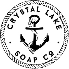 Crystal Lake Soap Co. logo, black and white circular design with rope border and anchor icon