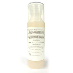 Cleanser bottle with clear cap, beige body, and text from ToniasHandmadeGR