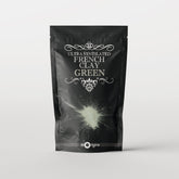 French clay, black pouch with white text and green powder, Argiletz brand visible