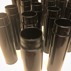Black lip balm tubes, plastic, cylindrical, empty containers