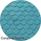 Pressed eyeshadow, teal blue scale pattern, Coralline Island text visible