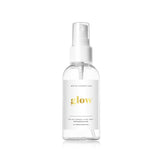 Facial spray bottle, clear glass, white label with gold text, White Confetti Box brand