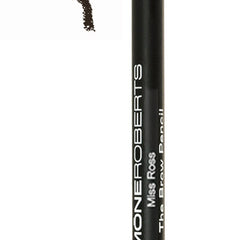 Brow pencil, black cylindrical shape, MONEROBERTS branding, Miss Ross product name visible