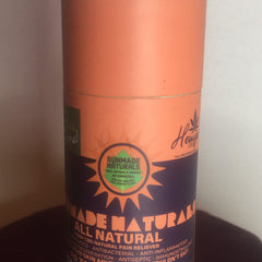 Hemp CBD product, orange and purple cylindrical container, Sunmade Naturals brand label visible