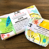 Cloth facial rounds and wipes, white cotton with lemon and floral pattern, LanCraftUS brand