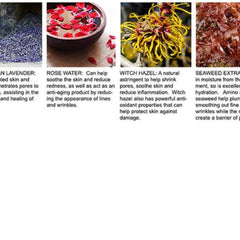 Lavender petals, purple and blue, in a pile, for skincare applications