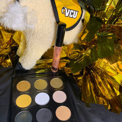 Close-up of Virginia Commonwealth University Eye Shadow palette showing rich, blendable powder pigments in vibrant shades