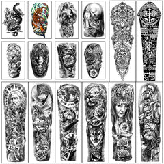 Detailed close-up of Long-Lasting Waterproof Arm Tattoo Stickers for Men Women Full Half Sleeve De