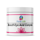 Eye cream white jar with pink accents, Planet Eden logo and text