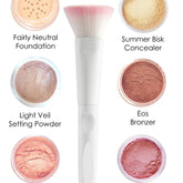 Face makeup bundle with pink & white makeup brush, various powder colors, Ultimo Minerals brand