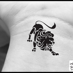 Alternative angle of Leo Zodiac Temporary Tattoo Skin-Safe Pre-Cut