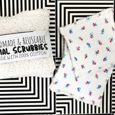 Facial scrubbies white cotton with floral pattern and fringe detail Tiffona Fontee