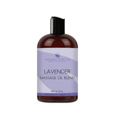 Lavender massage oil bottle, brown glass, black cap, with Organic Pure Oil label