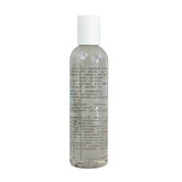 Facial cleanser bottle with white cap, clear body, and product text label