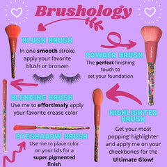 Side view of Sprinkle eyeshadow brushes showcasing tapered bristles and pastel-colored handles in a standing position