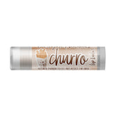 Lip balm tube with Delight Naturals churro text, tan and white, lip balm label