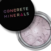 Mineral eyeshadow, light purple powder with silver shimmer, in a silver container, Concrete Minerals brand