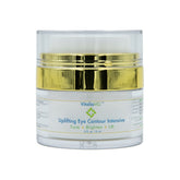 Eye makeup cream jar with gold and clear accents, VitaliaMD brand visible