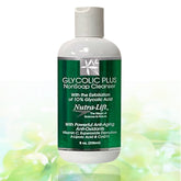 Facial cleanser bottle with green label, white cap, and Nutra-Lift brand text visible