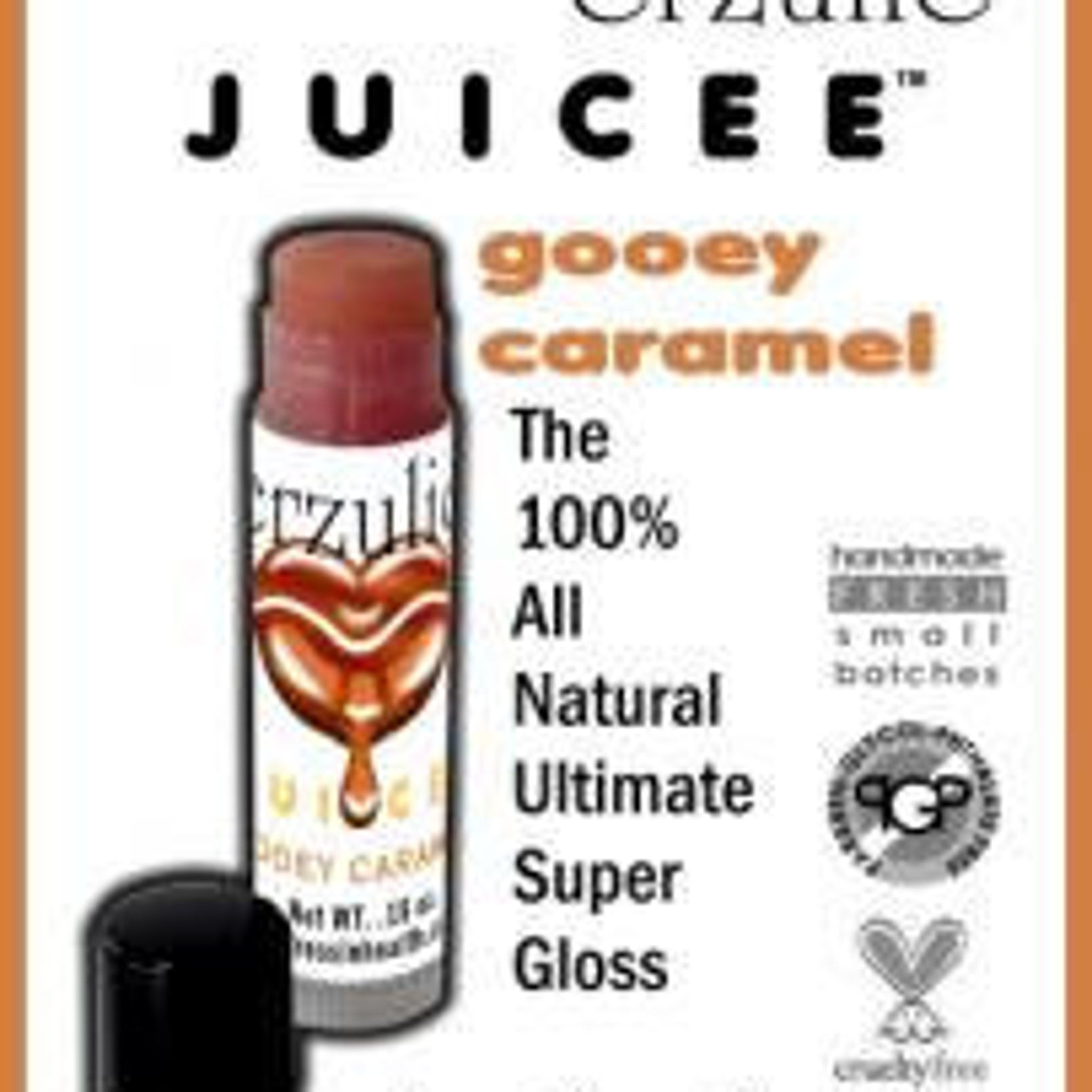 Lip gloss with brown color, black cap, Juicee brand label