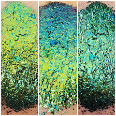 Side view of OPF03 Eye Shadow palette showcasing shimmering bronze and taupe shades in compact case