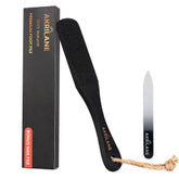 Callus remover foot file, black wooden handle, black abrasive surface, AKRILANE brand