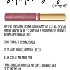 Eye shadow tube, pink and gold, with "ShadowSense by SeneGence" text visible