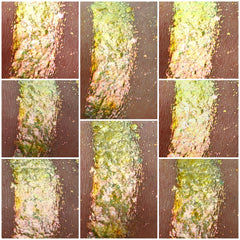 Side view of GPF02 Eye Shadow Palette showcasing matte and shimmer shades in warm neutrals and bold jewel tones