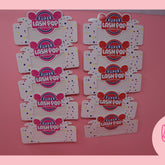 Eyelash packaging boxes, white with colorful polka dots, LASH POP branding visible