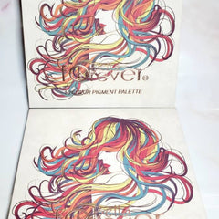 Pigment palette with colorful hair illustration, Forever brand, 16 color palette