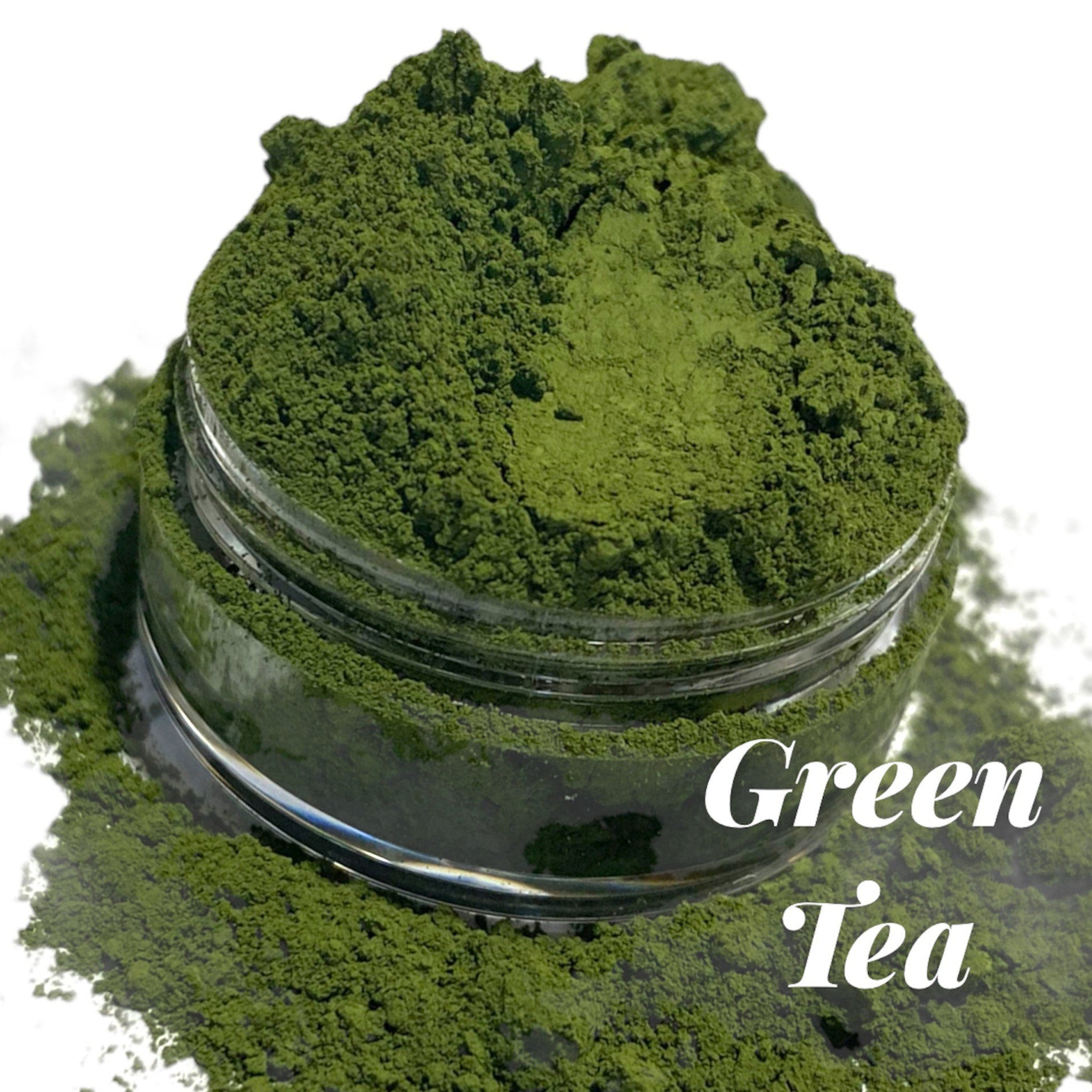 Single pan of matte green tea eyeshadow with smooth powder texture in minimalist black compact