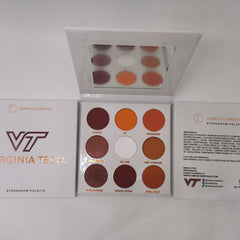 Virginia Tech Eye Shadow Palette featuring 12 matte and shimmer shades in maroon, orange, and neutrals with school logo