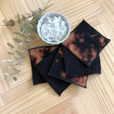 Reusable makeup remover pads, black and brown tie dye, square shape, cotton material