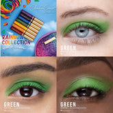 Eye Makeup green matte eyeshadow on eyelid, ShadowSense brand
