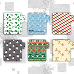 Holiday-themed packaging with green trees pattern on white background, Venus Complete brand text visible