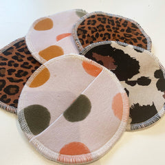 Reusable nursing pads with various patterns and stitched edges, Lenas Yard