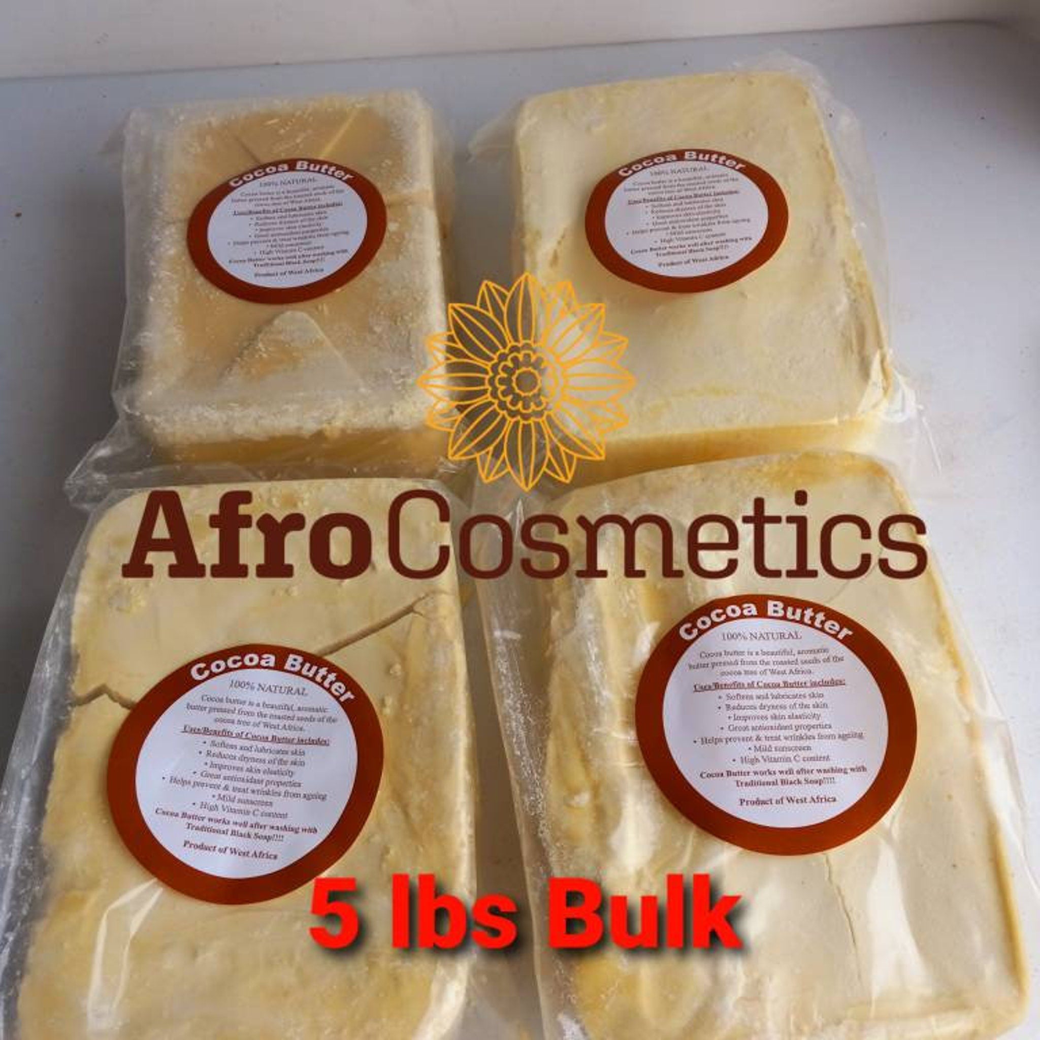 Golden unrefined cocoa butter in a glass jar with natural texture and organic label