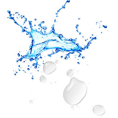 Water splash with blue liquid and white droplets on a white background