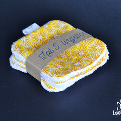 Makeup remover wipes yellow geometric pattern with white trim, LoupIndigo brand