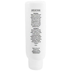 Side view of white squeeze tube with blue text, showcasing 10% benzoyl peroxide acne wash texture
