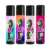 Lip balms with black caps and colorful labels, Trippy Lips brand, different flavors displayed