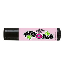 Lip balm with black cap, pink label, and Trippy Lips logo text