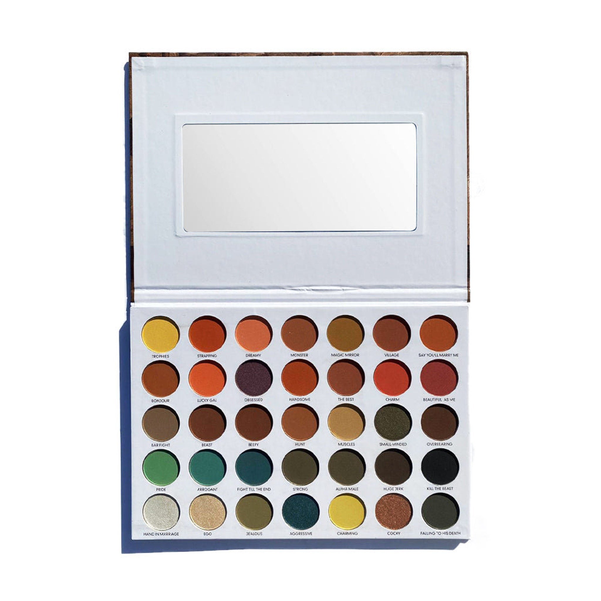 Eyeshadow palette with multiple shades of color, mirror, and Prolux brand text visible
