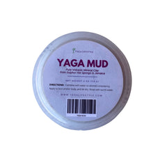 Close-up of Yaga Volcanic Mineral Clay Mask in black tube with white lettering, showcasing thick gray clay texture